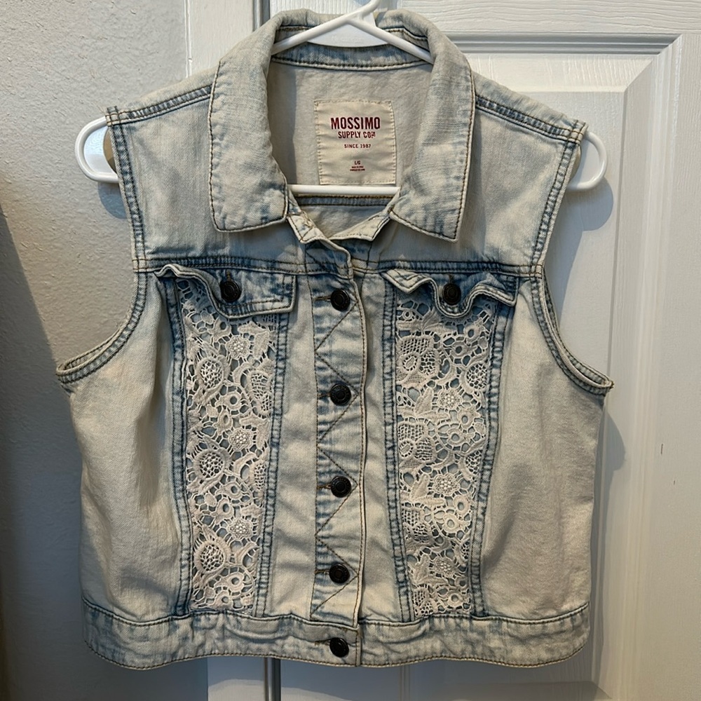 Jean Jacket Vest with Lace